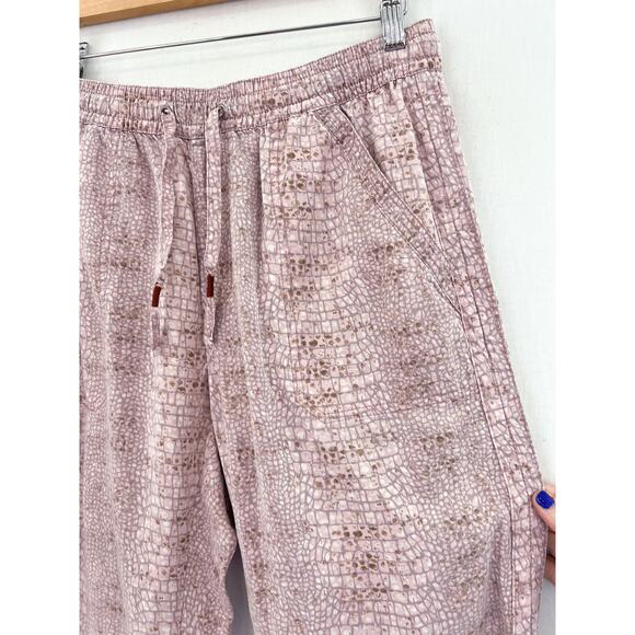 Anthropologie Orana Printed Jogger Pants Small Pink Pull On Snake Print Joggers - Picture 4 of 8